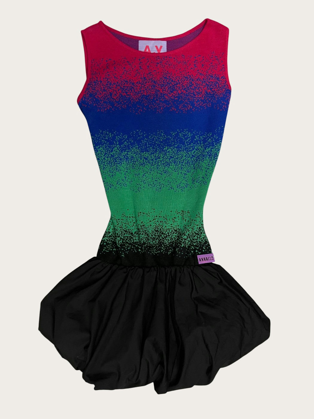 Photo principale du produit Robe mini bouffante noire et multicolore de la marque Annaiss Yucra