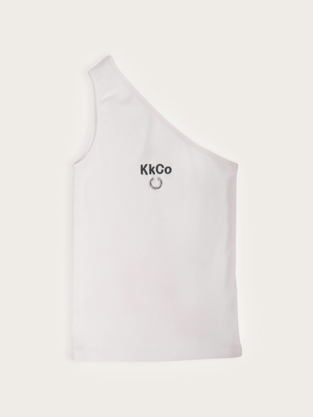 Photo principale du produit Top asymétrique blanc à piercing de la marque KkCo