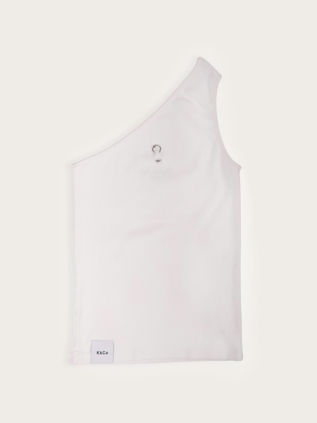 Photo secondaire du produit Top asymétrique blanc à piercing de la marque KkCo