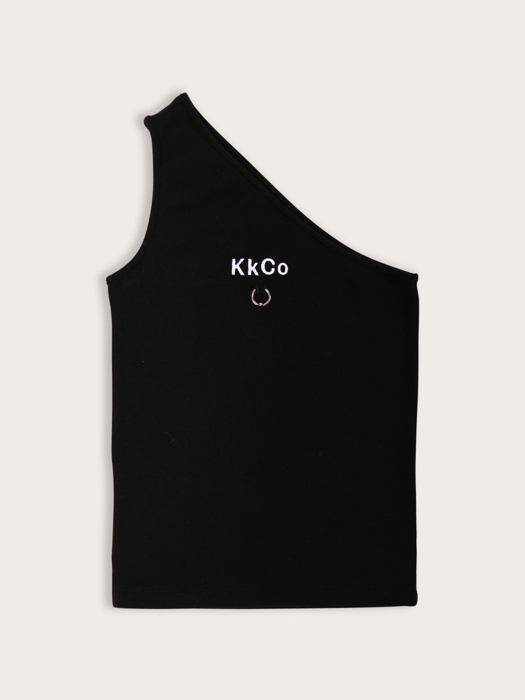 Photo principale du produit Top asymétrique noir à piercing de la marque KkCo
