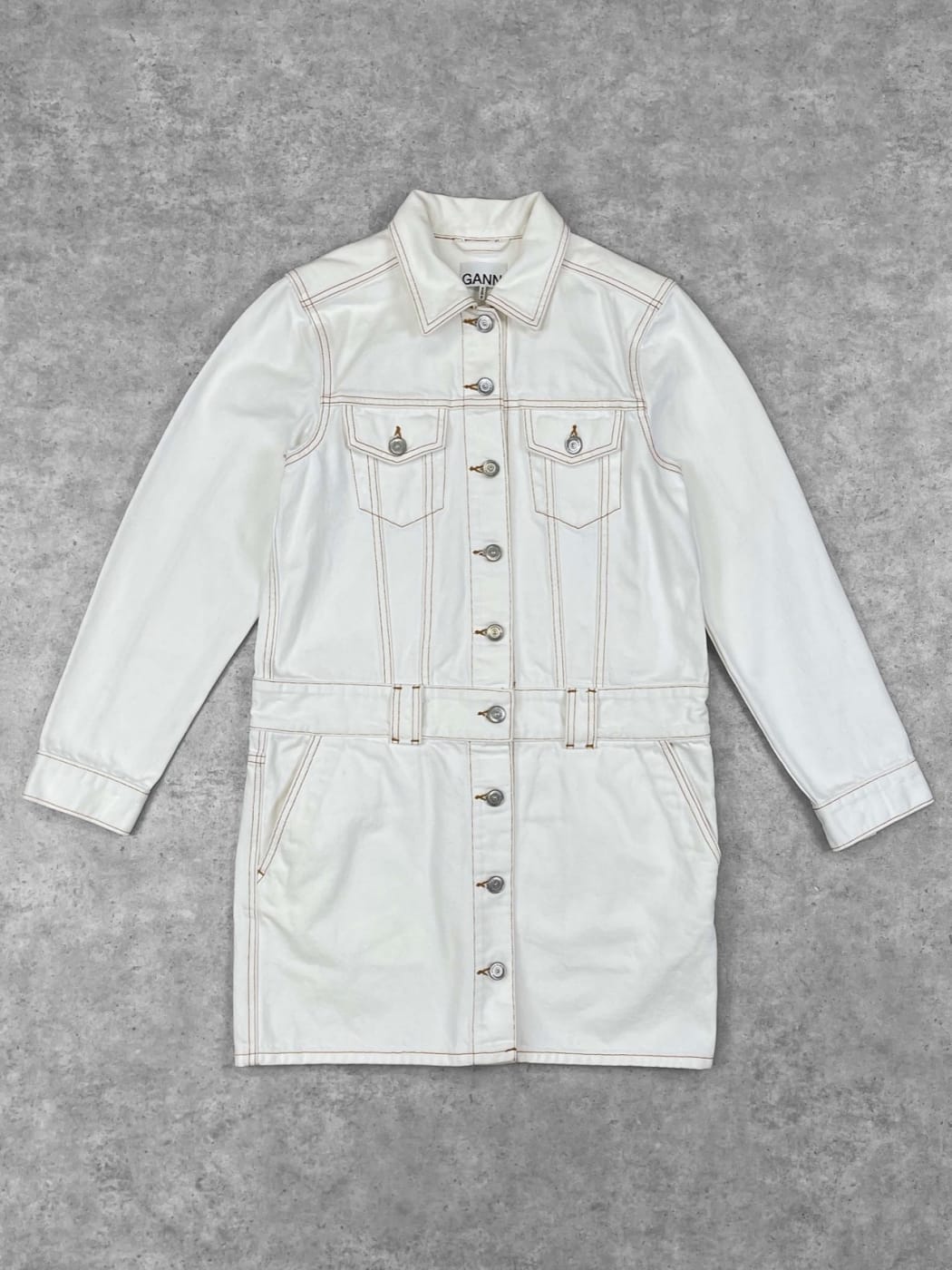 Veste Robe Ganni en Jean Blanc Boutons