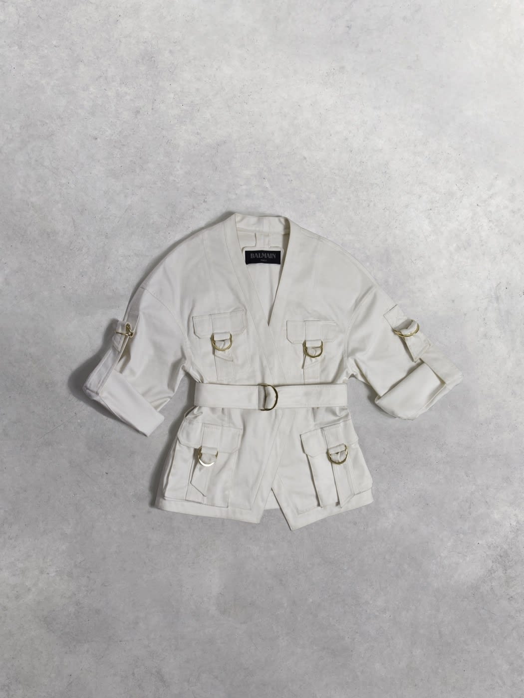 Photo principale du produit Veste Saharienne Balmain en Coton Blanc de la marque Balmain