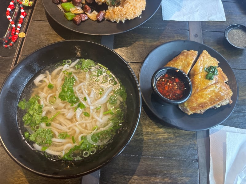 Crispy Chicken Pho at Miss Rolls And Bowls