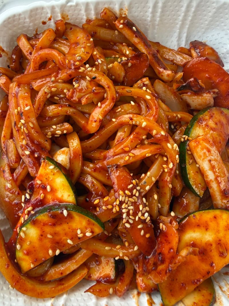 Spicy Squid with Stirfry Udon at Yellow Kitchen