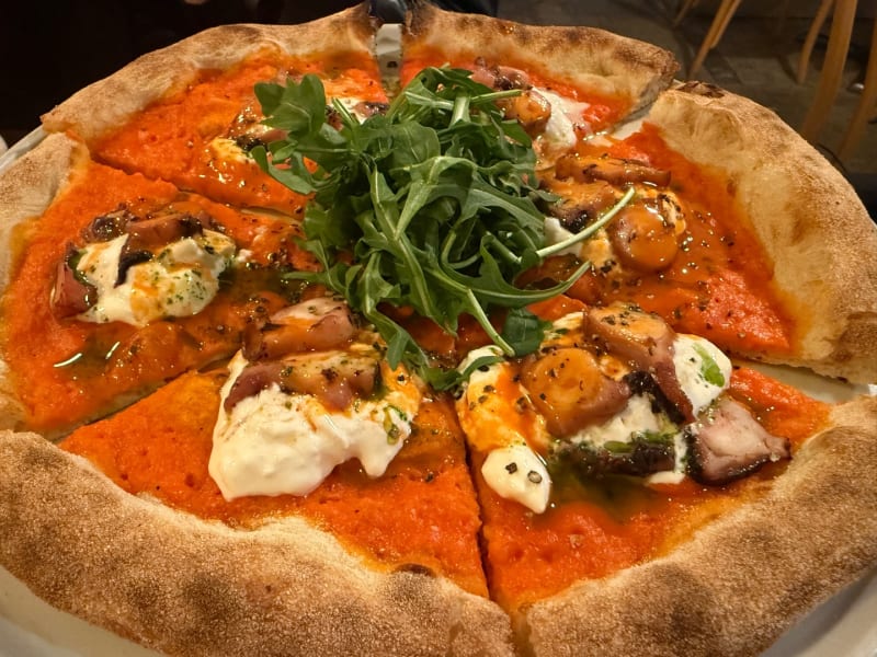Capsicum Sauce, Octopus, Nduja, Stracciatella, Parsley at Al Taglio