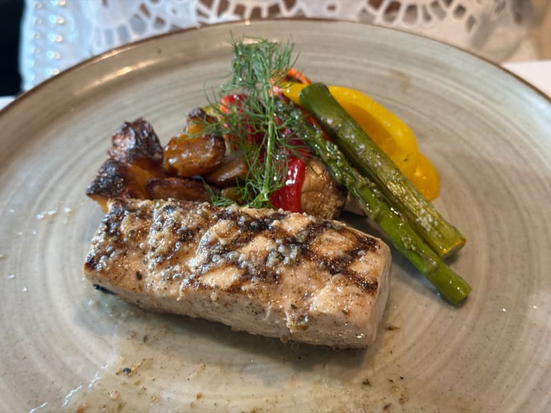 Grilled Local Catch with Lightly Seasoned Grilled Vegetables Finished with Oregano Dressing at Taormina Sicilian Cuisine