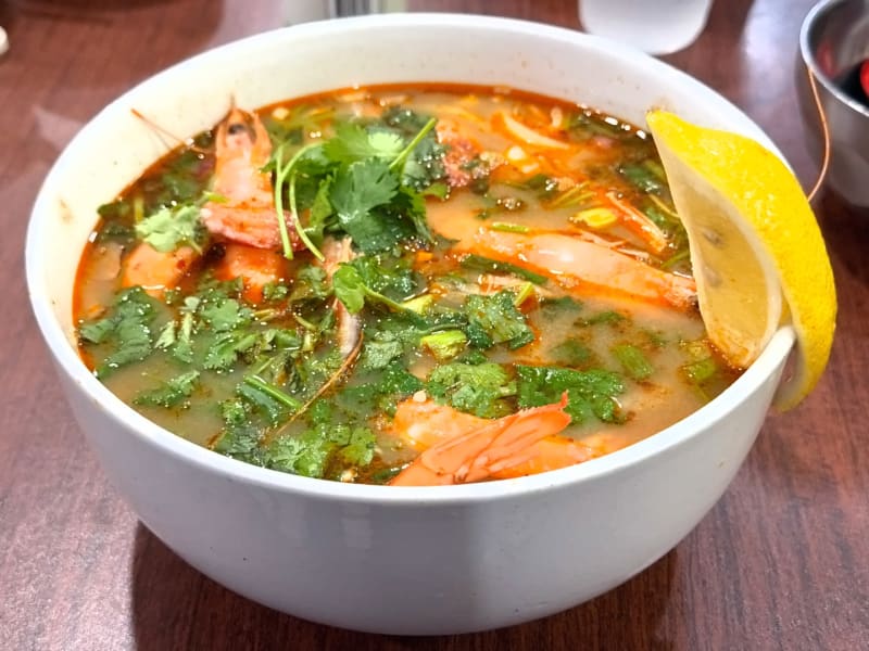 Tom Yum Kung with Rice Noodles at Tk Noodle & Hot Pot