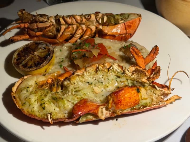 Live Lobster with Mushroom Risotto at Merriman's Kapalua