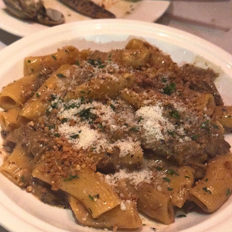 Rigatoni, Genovese, Pangrattato at Bar Totti's