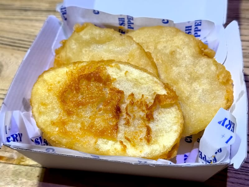 Potato Scallops at The Fish + Chippery