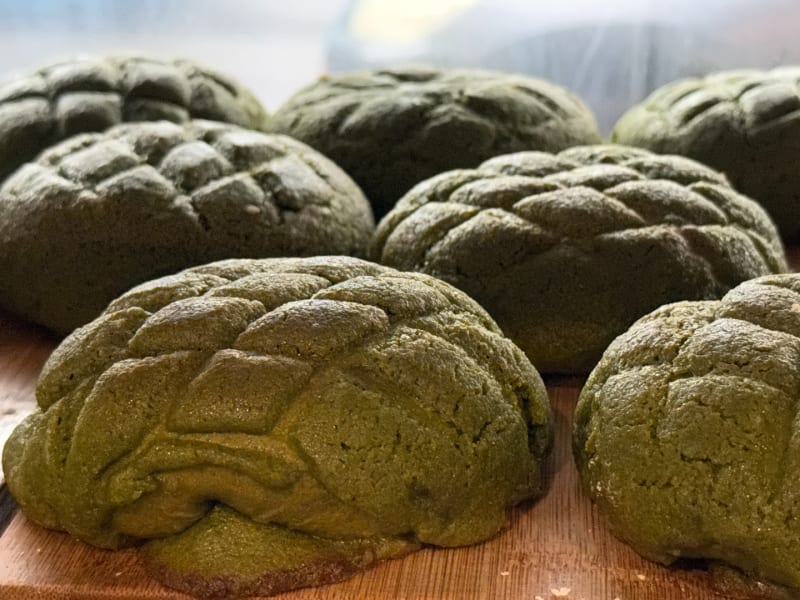 Matcha Melon Pan at Azuki Bakery