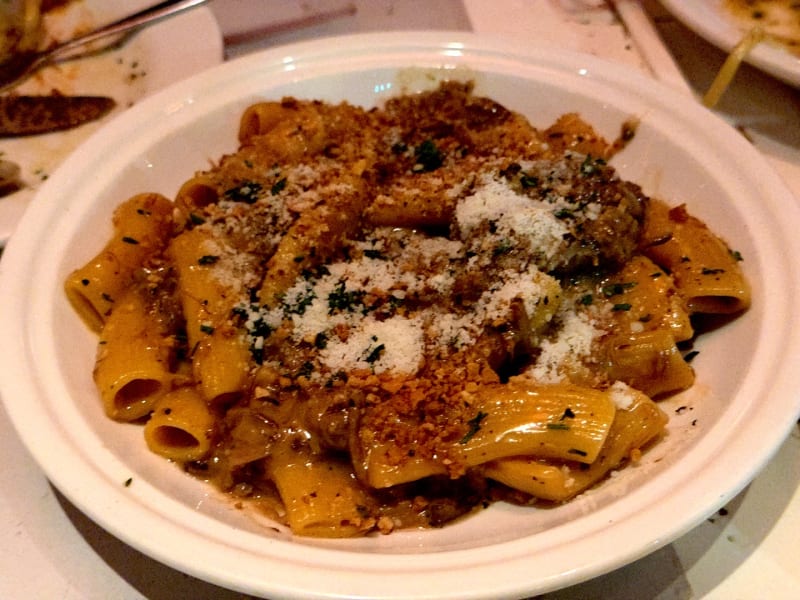 Rigatoni, Genovese, Pangrattato at Bar Totti's