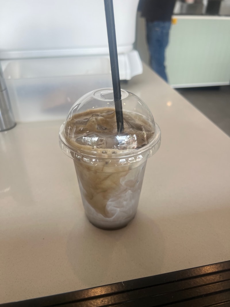 Iced Hojicha Latte at Here Cafe