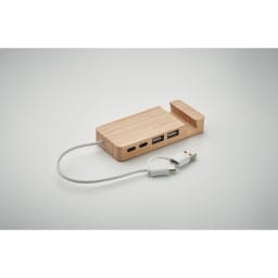 3. USB-hubb med 4 portar i bambu