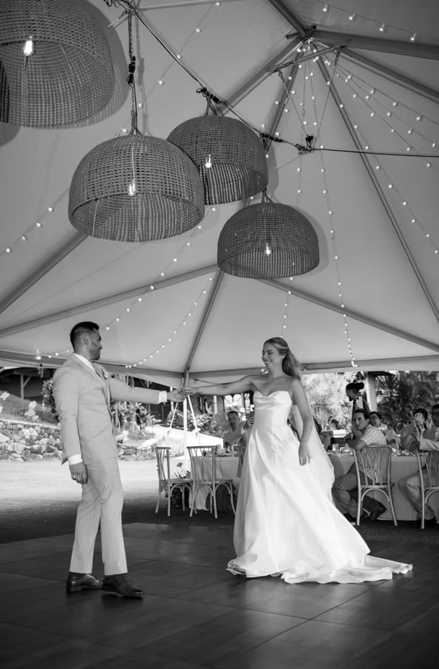 Wedding portrait by the water in Hawaii
