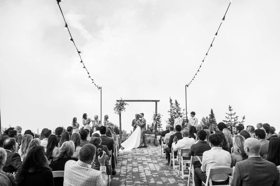 Wedding ceremony with mountain views at Snow Basin Resort in Huntsville, Utah