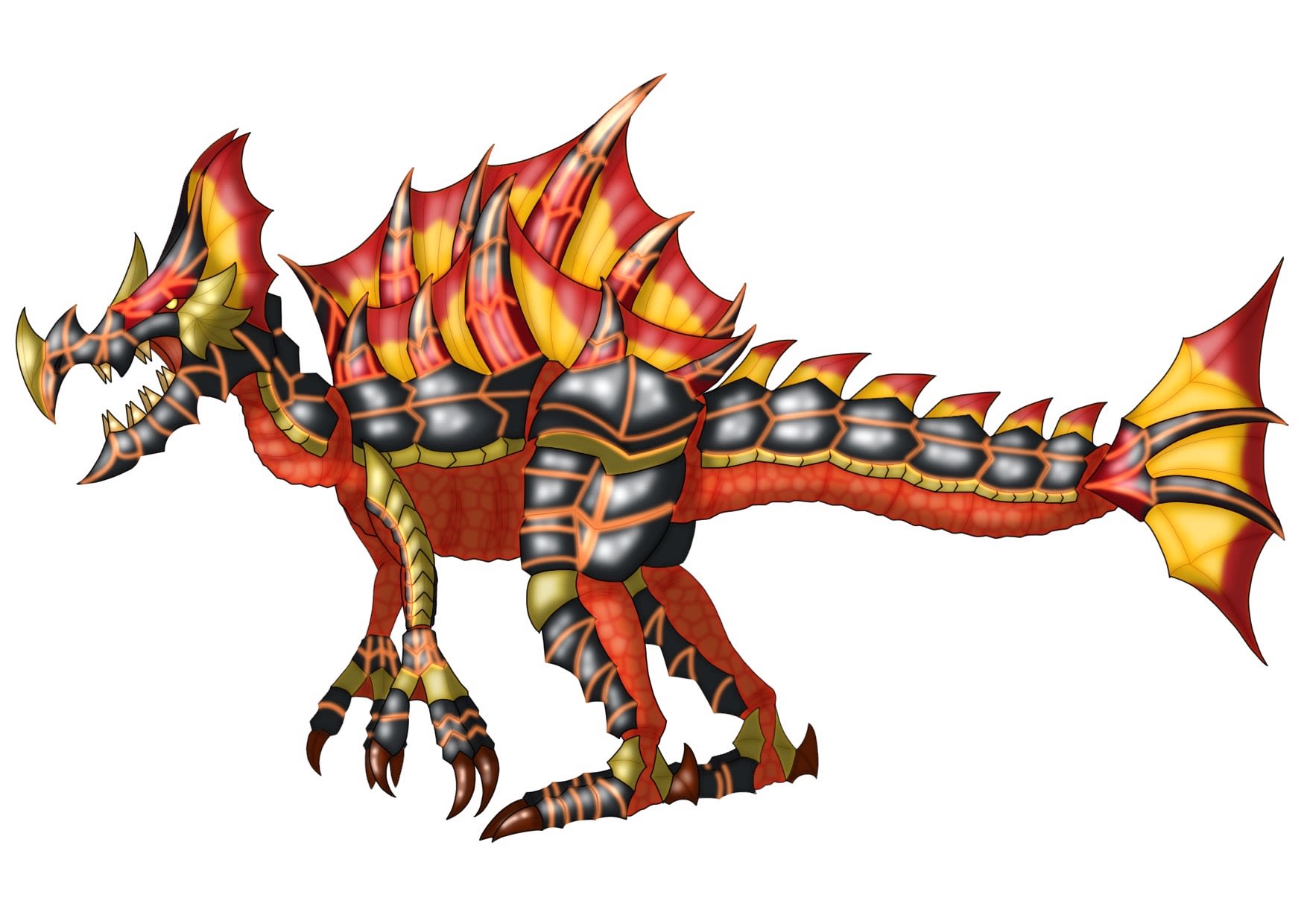 火属性スピノサウルス型モンスター《Pando》