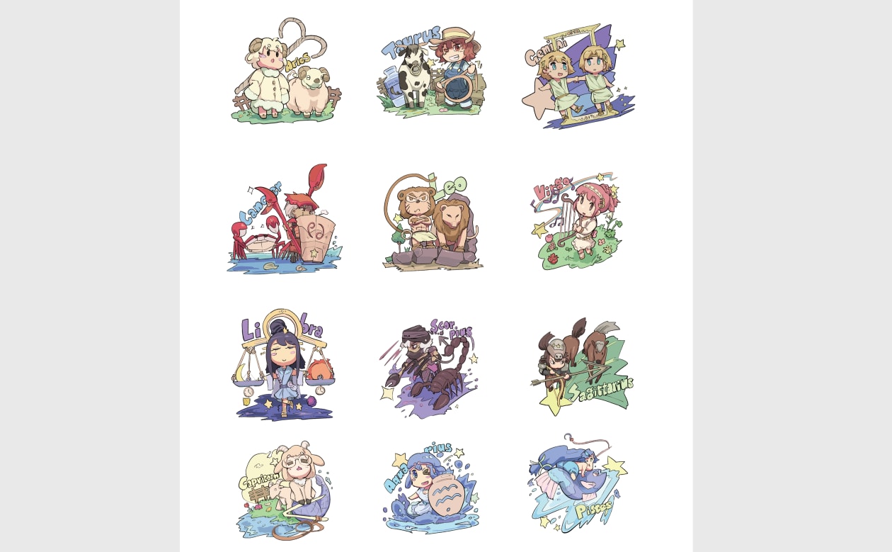 Characterdesign 12星座 アクリルキーホルダーイラスト 名古屋デザイナー学院 Pando Characterdesign 12星座 アクリルキーホルダーイラスト 名古屋デザイナー学院 Pando