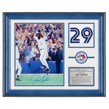 AJ Sports Joe Carter Blue Jays Signed 1993 World Series Home Run 20 x 24 Jersey Number Frame