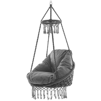 Vivere Macrame Hanging Chair in Fog Grey