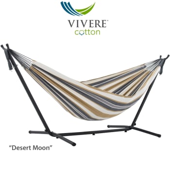 Vivere Double Cotton Hammock with Stand in Desert Moon