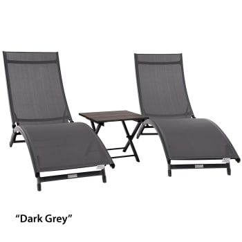 Ensemble de 3 chaises longues Coral Springs de Vivere en gris sur noir