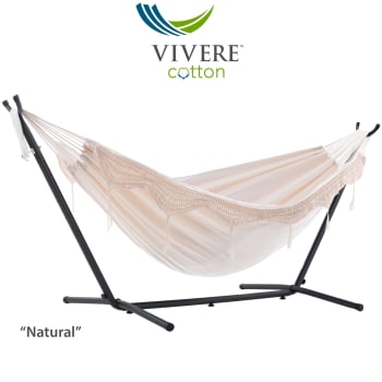 Vivere Double Cotton Hammock with Stand in Natural