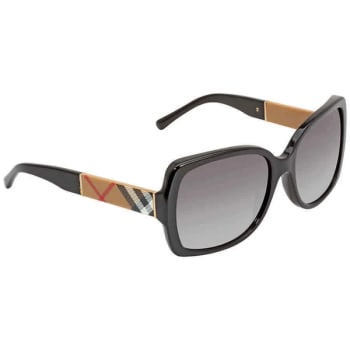 Burberry Blaze & Orchid Square Ladies Sunglasses - Black/Gradient Grey