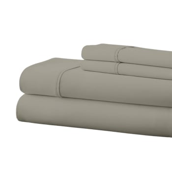 Cuddle Down Portuguese 100% Percale Deluxe Cotton 200 TC 4 Piece Sheet Set - DOVE GREY - KING