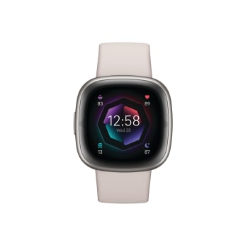 Sense 2 platine aluminium avec bande blanc de Fitbit