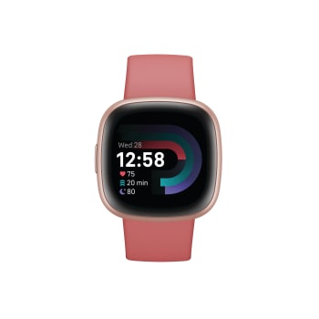 Montre intelligente Versa 4 de Fitbit - Aluminium rose cuivré avec bracelet Sable rose