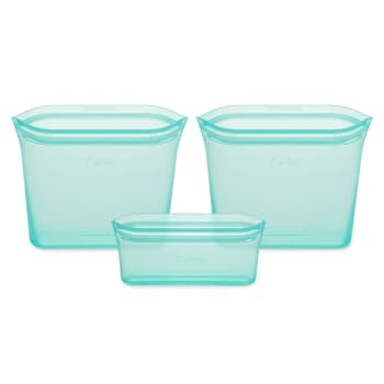 Zip Top Reusable Food Storage Bags | Full Set of 8 [Teal] | Silicone Meal  Prep Container | Microwave, Dishwasher and Freezer Safe | Made in the USA