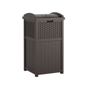 Suncast Resin Wicker Hideaway Trash Receptacle