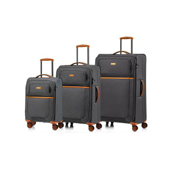 CHAMPS Classic II Collection 3pc Soft Side Luggage Set - Black