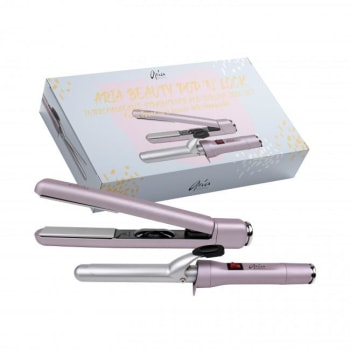 Aria Beauty Pop N' Lock" - Interchangable Straightener and Curling Iron Set