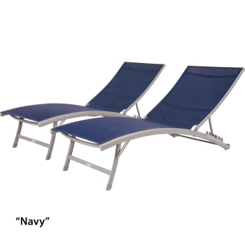 Vivere Clearwater Reclining Lounger Set - Navy