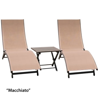 Vivere Coral Springs Lounger Set with Table - Macchiato