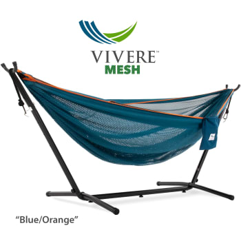 Hamac en maille avec support de 9 pi de Vivere - Bleu et orange