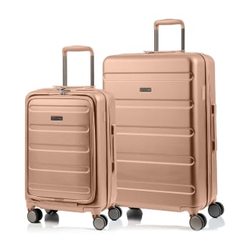 CHAMPS Tech Collection 2 Pc Hard side Expandable Luggage Set, Rose Gold