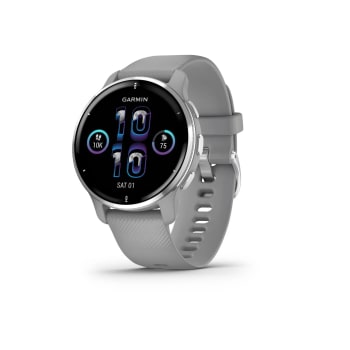 Garmin® Venu® 2 Plus Silver Stainless Steel Bezel with Powder Gray Case and Silicone Band - 43MM