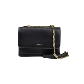 CHAMPS Gala Collection Leather Clutch Shoulder Bag, Black