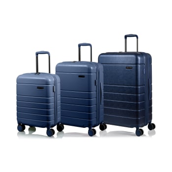 CHAMPS Linen Collection 3 Pc Hard side Expandable Luggage Set, Navy