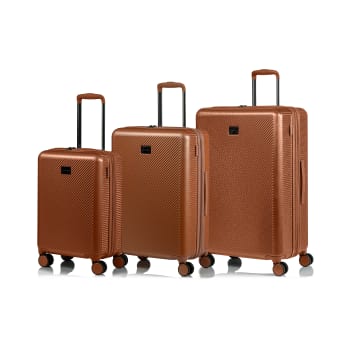 CHAMPS Iconic II Collection 3 Pc Hard side Expandable Luggage Set, Rose Gold