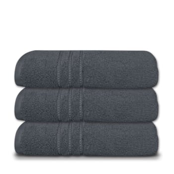 Cuddle Down Portofino 100% Cotton Bath Towel Set of 3 - Charcoal