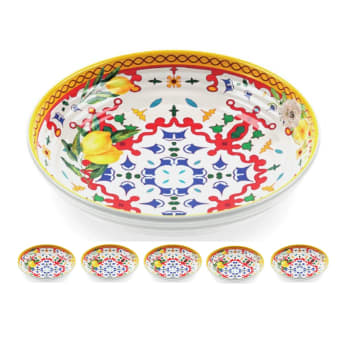 Guzzini MELAMINE LEMON COLLECTION Soup/Pasta Bowls  21.5cm/8.4” - 6 Piece Set