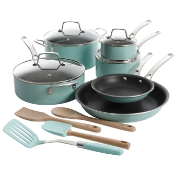 Martha Stewart 14-Piece Non-Stick Enamelled Aluminum Cookware Set - Martha Blue