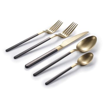 Brillaint-Kimono Black and Gold 18/10 Stainless Steel 20 Piece Flatware Set