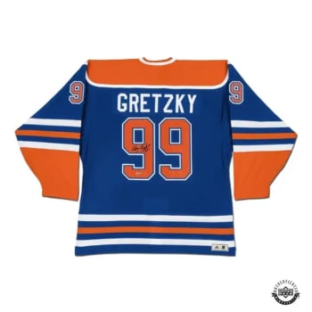 Upper Deck, Wayne Gretzky Autographed Oilers Jersey Blue