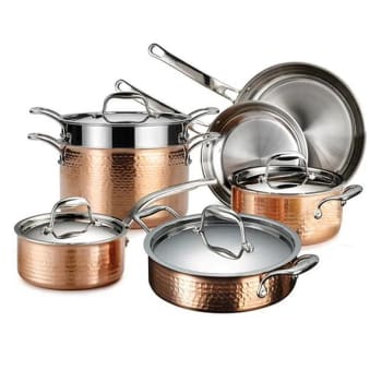 Batterie de cuisine 11 pièces en cuivre 3 plis Martellata de Lagostina