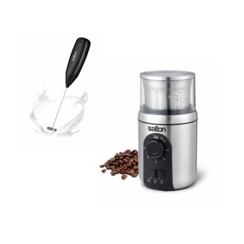 Salton Stainless Steel Coffee, Spice & Herb Grinder With Handheld Milk Frother